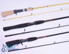 A selection of bait casting rods, as follows: 2x Shakespeare Ugly Stick SCL 1100, 6" lite action,