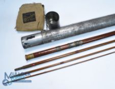 A Victorian greenheart 16'6", 4 piece salmon fly rod with drop rings, burgundy whipped, bronze