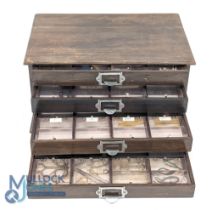 A Fine Hard Wood Fly Tying Tackle Drawer Box, dark stained hard wood box with 4 drawers with