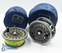 Bruce & Walker England Expert Series alloy salmon fly reel and spare spool, 4 1/4" wide ventilated