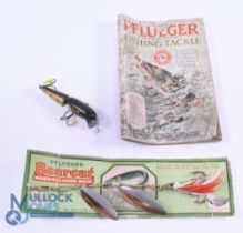 Pflueger Bearcat Muskallunge bait, No. 2490, size D, 7" long including feather hook, on maker's