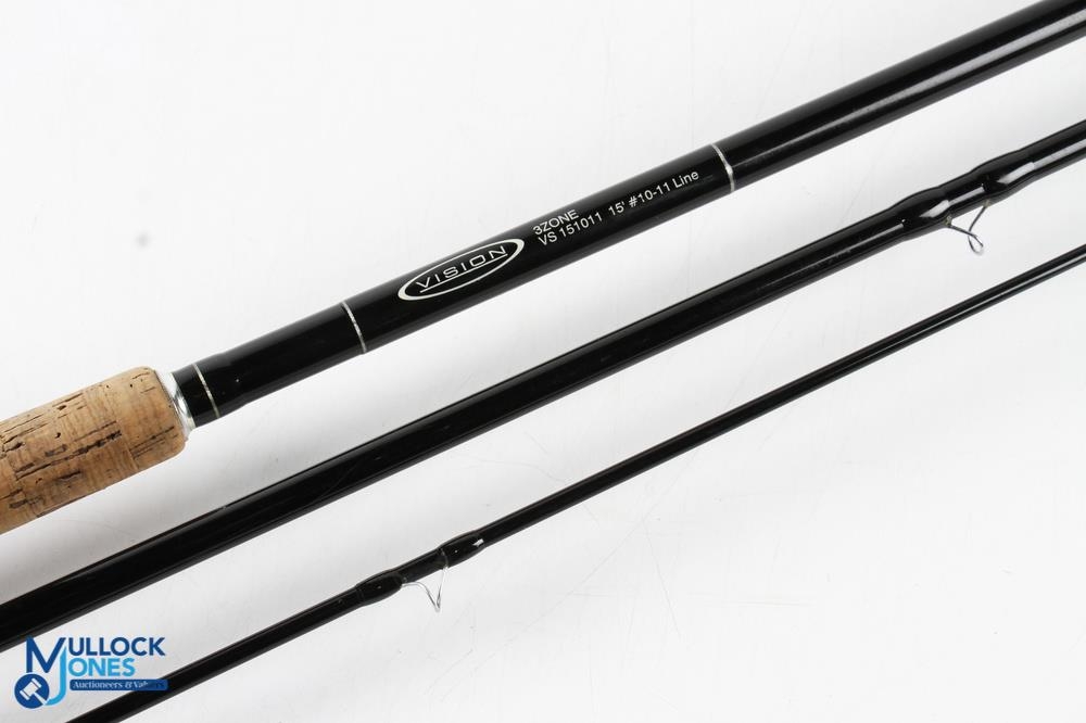 Vision Flywater 15' 3 piece graphite salmon fly rod, line rate #10/11, black whipped guides, over - Image 2 of 2