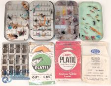 3 Fly Tins: Wheatley and Allcock, all with flies, trout and salmon with a couple of tubes, plus a