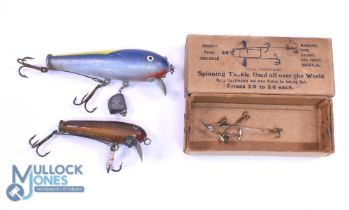 Hardy Crocodile bait with 1" body frame, flying trebles/traces and 2x Hardy Jock Scott wooden