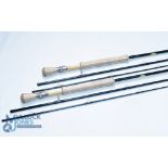 Two Silver Creek Silver Stream SW 9'6", 4-piece graphite travel rods, line #7/8, shrink wrap cork