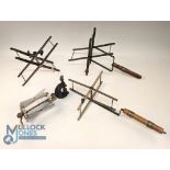 4 Good Period Line Winders, 2 handheld winders, one is marked Malloch Perth, 2 with tabletop clamps,