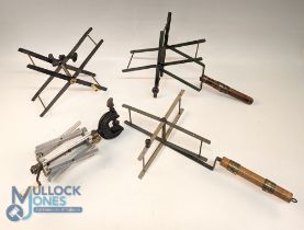 4 Good Period Line Winders, 2 handheld winders, one is marked Malloch Perth, 2 with tabletop clamps,