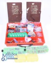 A large collection of sea fishing terminal tackle in 11 mixed size containers, to include: bait