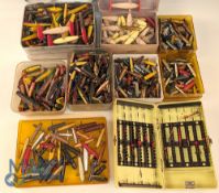Large Collection of Devon Lures, wooden and metal examples, most unbranded (some have Pat No. to