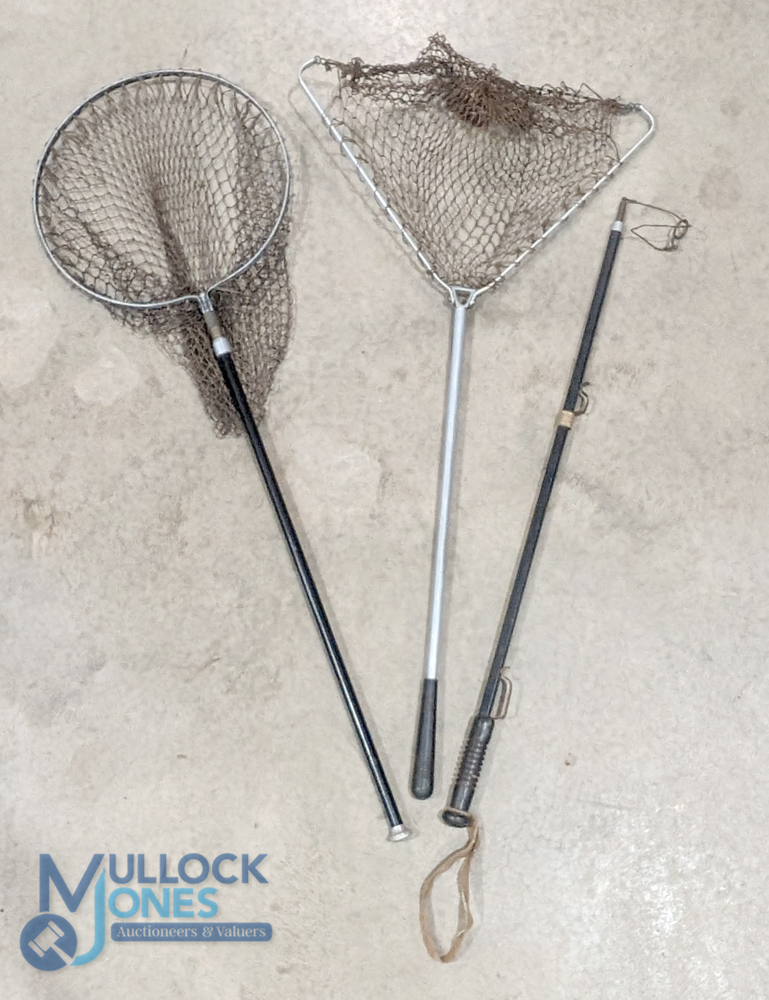 3 Vintage Fishing Nets, Salmon Tailer, aluminium with rubber hands, Made in Great Britain (3) - Image 2 of 2