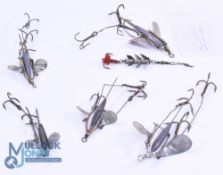 Collection of 5 Hardy leaded spinner and Mahseer mounts, Nos. 1, 1/2, 2 and 3, all stamped with
