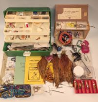 Fly Tying Kit and Fishing Tackle, a Cantilever tackle box with contents of Veniard vice, tweezers,