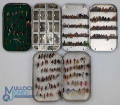 3 Assorted Richard Wheatley Slim alloy Fly Tins, with a selection of dry and wet flies, wet Nymphs