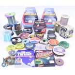 A large collection of Mono and Tippet material, mostly used: 3x Maximum 6/8/10lb, 660yd/220yds.