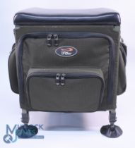 T F Gear Compact Seat Box 10" x 20" x 13" steel frame with padded seat. 4 external zip pockets,