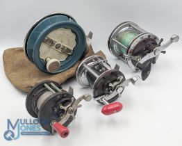 An Olympic 621 inshore multiplier reel, made in Japan, level wind, free spool and ratchet, fine