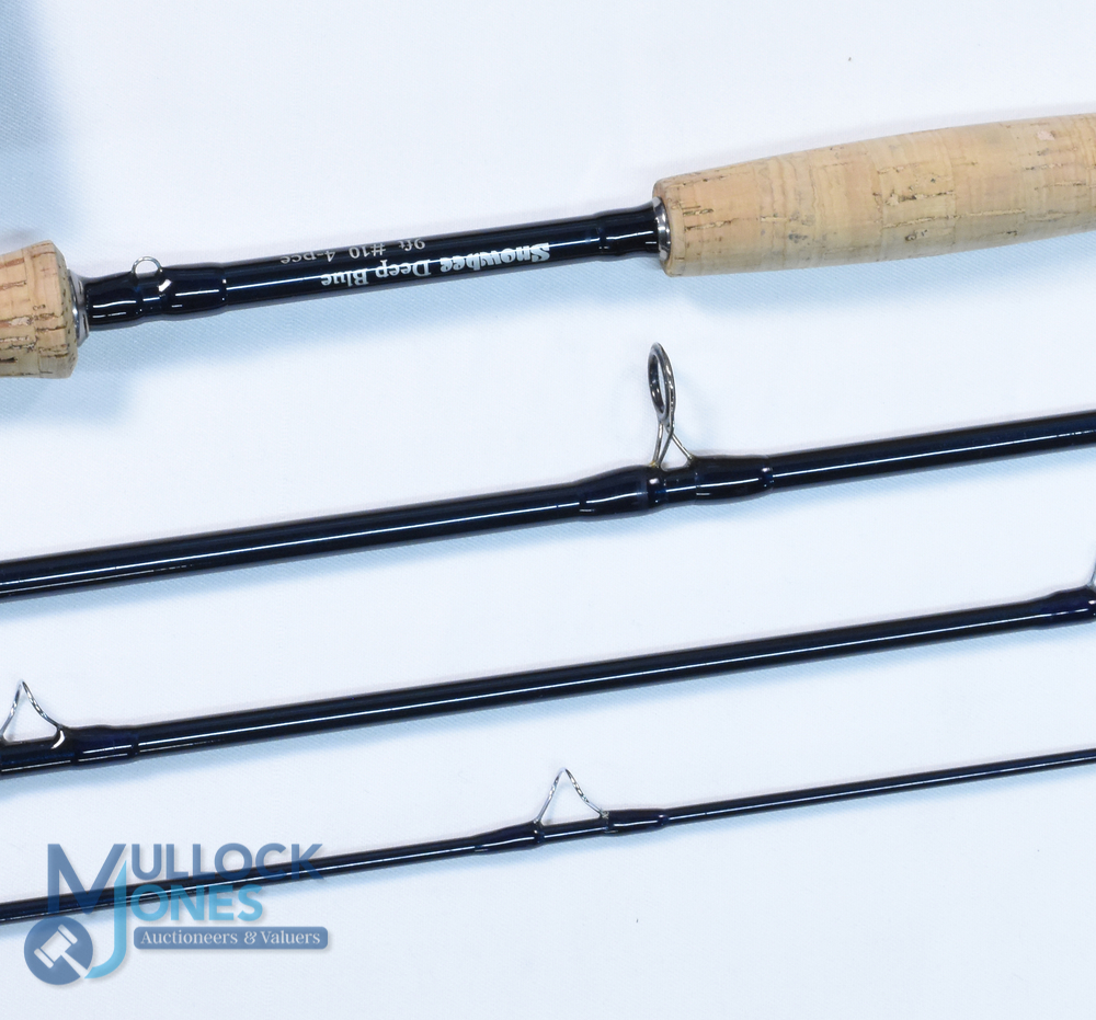 Snowbee Deep Blue carbon saltwater/pike fly rod 9ft 4pc line 10#, twin cork handles with fighting - Image 2 of 2