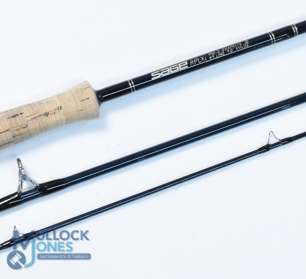 A fine Sage RPLXi Graphite III saltwater/pike fly rod 4 3/16 oz No 990-3, 9ft 3pc line 9# double - Image 2 of 3