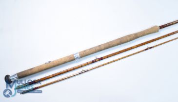 A E Rudge & Son Redditch "The Wyes" split cane salmon fly rod 12ft 3pc 25" handle with alloy sliding