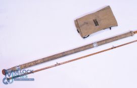 R James & Son England Richard Walker Mk IV split cane carp rod 10ft 2pc, 28" mushroom handle with