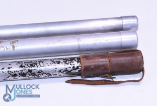 A collection of vintage alloy rod tubes, as follows: Alloy tube, 52" push cap. Alloy tube 42" push