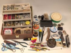 Fishing Tackle Box with a good selection of tackle and accessories, to include Hardy roof clamps