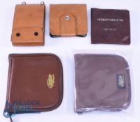 Pair of Gordon Griffiths leather and wood zip fly/cast wallets, both look unused, one still sealed