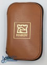 Hardy Bros Leather Fly Wallet, wool lines and in good used condition, some slight discolouring to