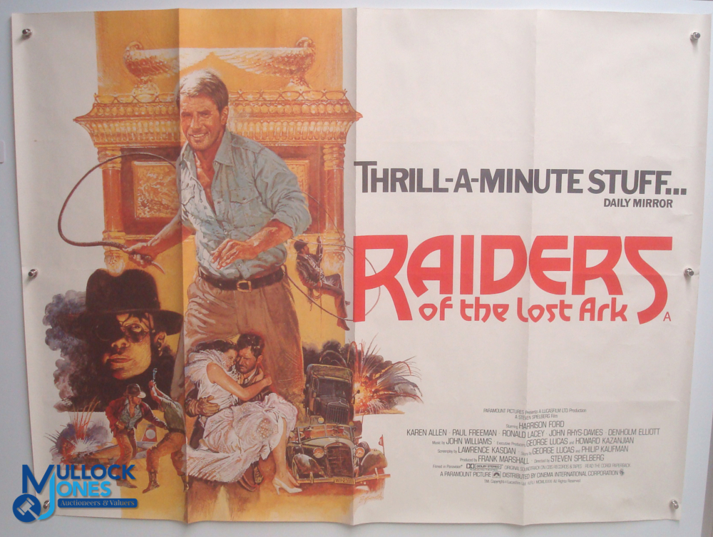 Original Movie/Film Poster – 1981 Raiders of the Lost Ark 40x30" approx. kept rolled, creases