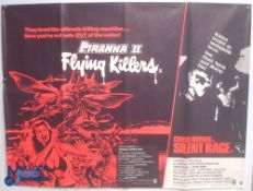 Original Movie/Film Poster – 1982 Double Bill Piranha II & Silent Rage 40x30" approx. kept rolled,