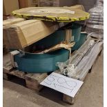 Miscellaneous pallet of 3 x Strapex Green Strapping, 10 large abrasive pads P36 760mm x 60mm