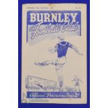 1952/53 Burnley v Portsmouth FAC match 3rd round replay 13 January 1953, 4 page issue; slight