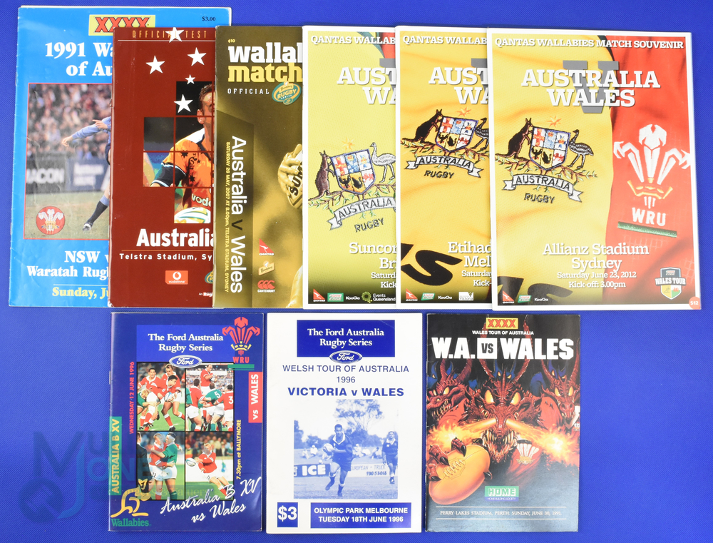 1991-2012 Wales in Australia Rugby Programmes (10): 1991 v NSW, Queensland Country of Origin and W