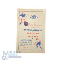 1939 Scotland v England official international programme at Hampden Park 15 April 1939, slight