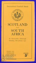 Scarce 1932 Scotland v South Africa Rugby Programme: Standard Murrayfield slim orange 8pp issue v