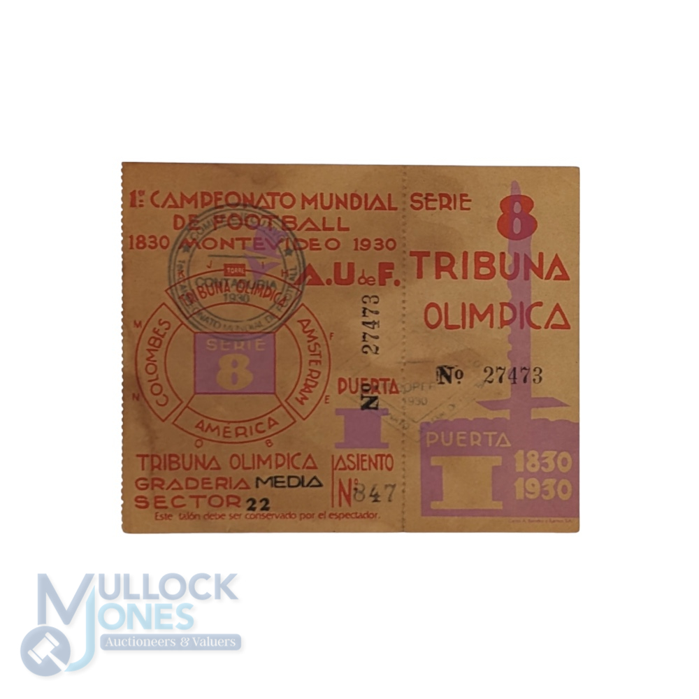 Hard to Find: 1930 Football Cup Final Ticket - original final ticket "1er Campeonato Mundial