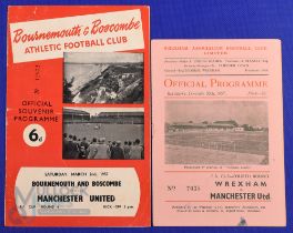 1956/57 FAC 4th round Wrexham v Manchester Utd match programme; plus FAC 6th round Bournemouth v