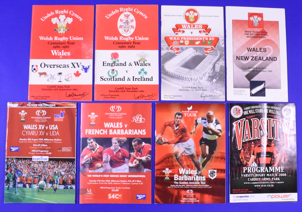 1980-2008 Wales Home Rugby Programmes (8): v Overseas XV, Four Nations Match and President's XV,