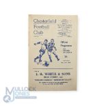 1945 Football League Cup semi/final Chesterfield v Manchester Utd 4 page match programme 12 May