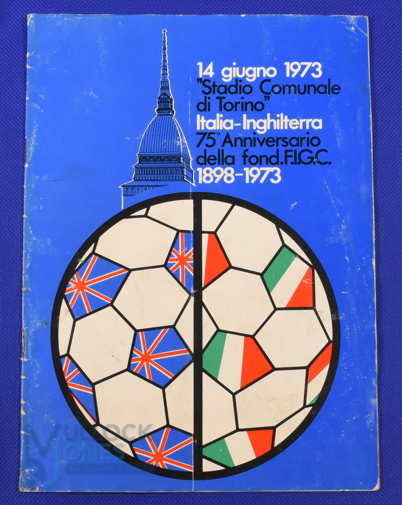 1973 Italy v England international match programme (75th Anniversary of Italian FA) 14th June 1973