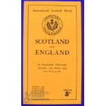 Scarce 1937 Scotland v England Rugby Programme: Triple Crown match for England. Standard Murrayfield