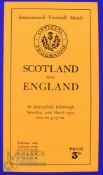 Scarce 1937 Scotland v England Rugby Programme: Triple Crown match for England. Standard Murrayfield