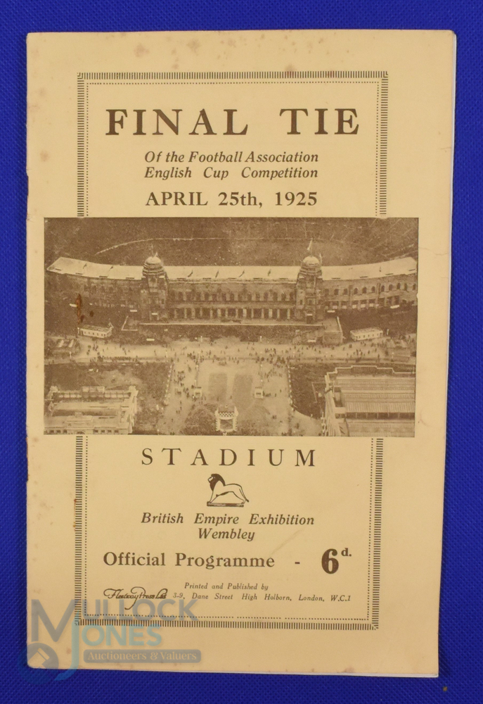 1925 FA Cup Final Sheffield United v Cardiff City match programme 25 April 1925 at Wembley; very