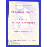 1955/56 Rhyl v Bolton Wanderers friendly match programme at Belle Vue 31 October 1955; good. (1) NB: