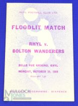 1955/56 Rhyl v Bolton Wanderers friendly match programme at Belle Vue 31 October 1955; good. (1) NB: