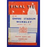 1937 FA Cup Final Preston North End v Sunderland match programme 1 May 1937 at Wembley; heavy rust