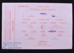 1956/57 Manchester Utd (The Champions) v The Rest, Central League challenge match programme, 29