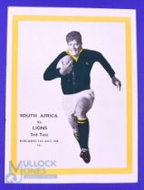 1968 British and I Lions Rugby Programme v S Africa, 3rd Test: v the Springboks at Newlands, Cape