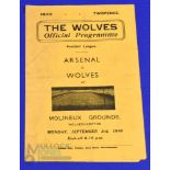 1945/46 Wolverhampton Wanderers v Arsenal football league (south), 4 page, 3 September 1945 match