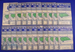 1958/59 Bolton Wanderers complete homes league season match programmes (21) plus Preston NE (FAC)